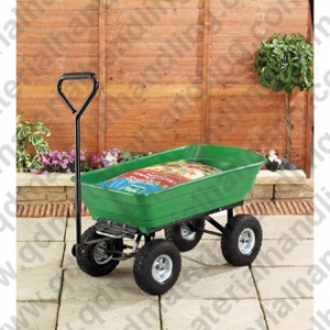Heavy Duty Green Garden Cart with Tipping Barrow Trolley