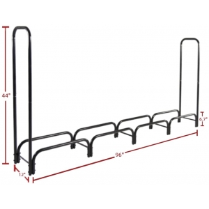 Firewood Log Rack 8ft Storage Rack Log Holder Storage Stand Woodpile Rack Outdoor Indoor Steel Black
