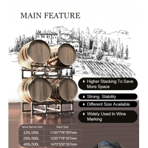 Double bar wine barrel rack